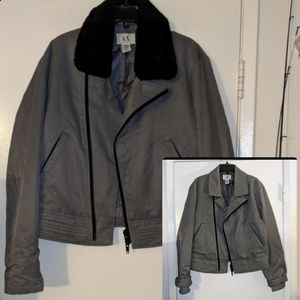 Vtg Armani Bomber Jacket Gray Sz L